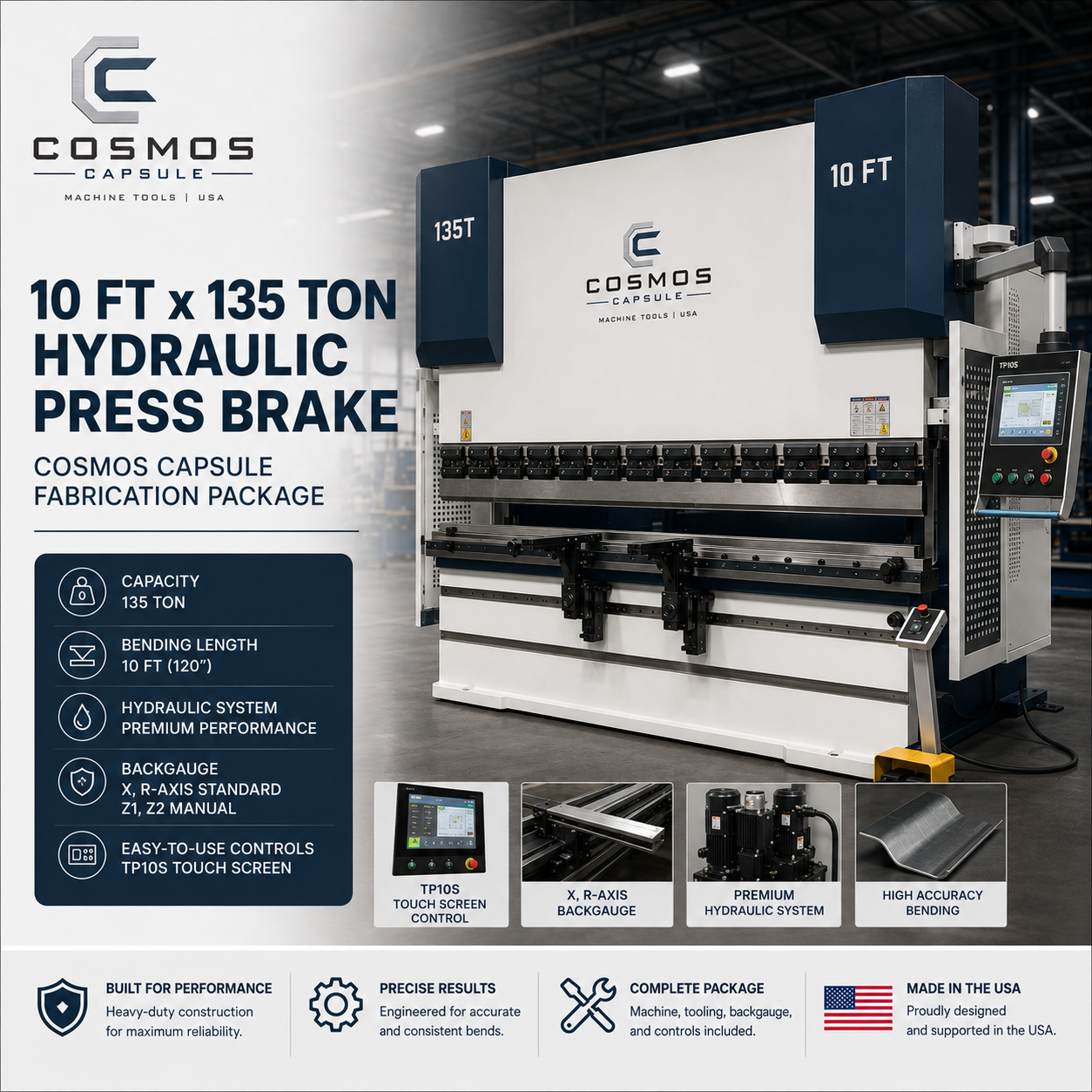 10 ft x 135 Ton Hydraulic Press Brake