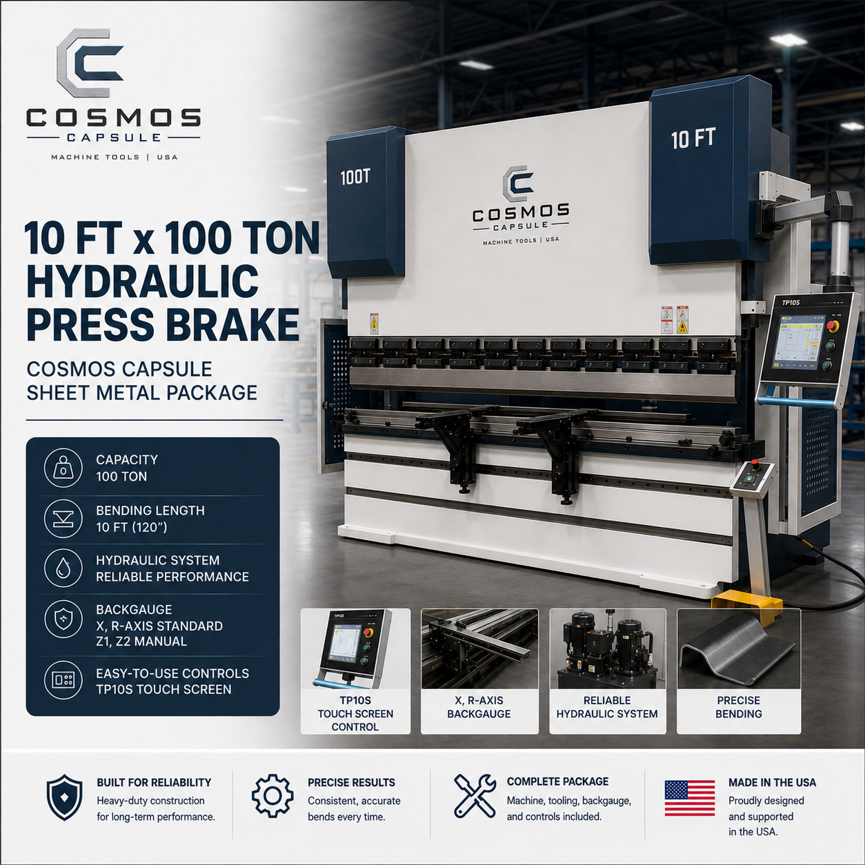 10 ft x 100 Ton Hydraulic Press Brake