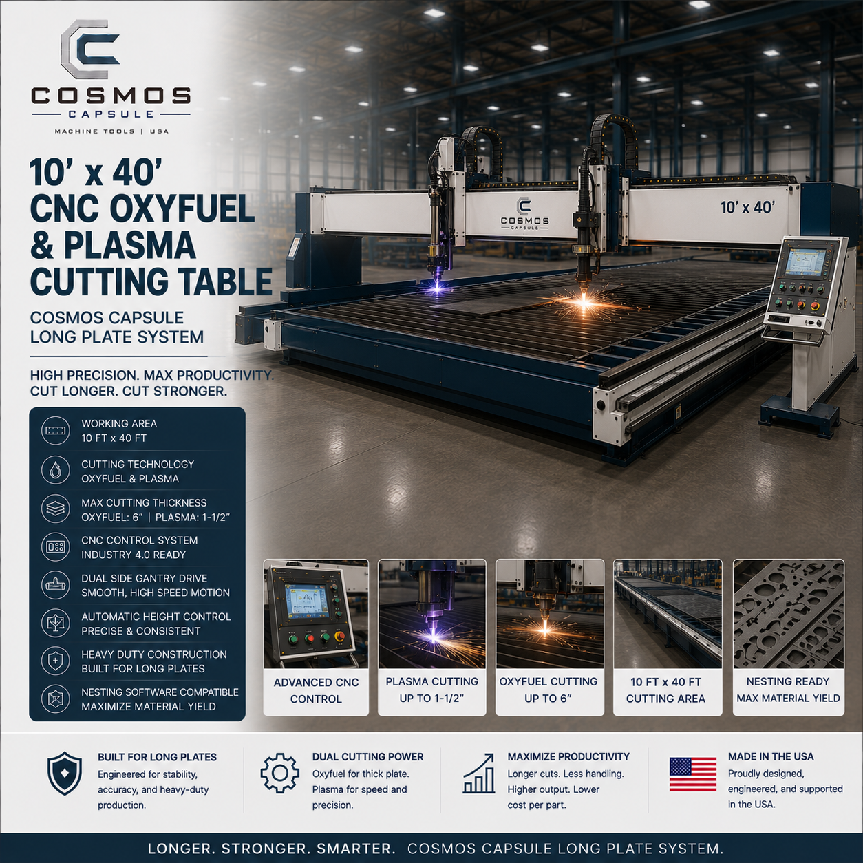 10x40 CNC Oxyfuel and Plasma Cutting Table