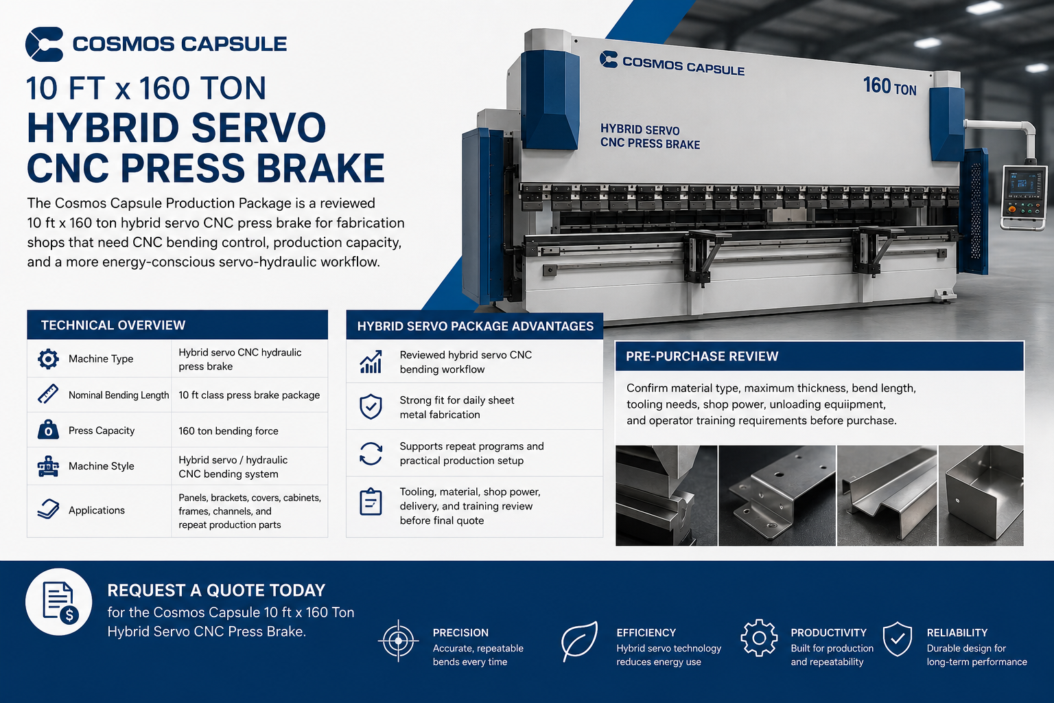 10 ft x 160 Ton Hybrid Servo CNC Press Brake