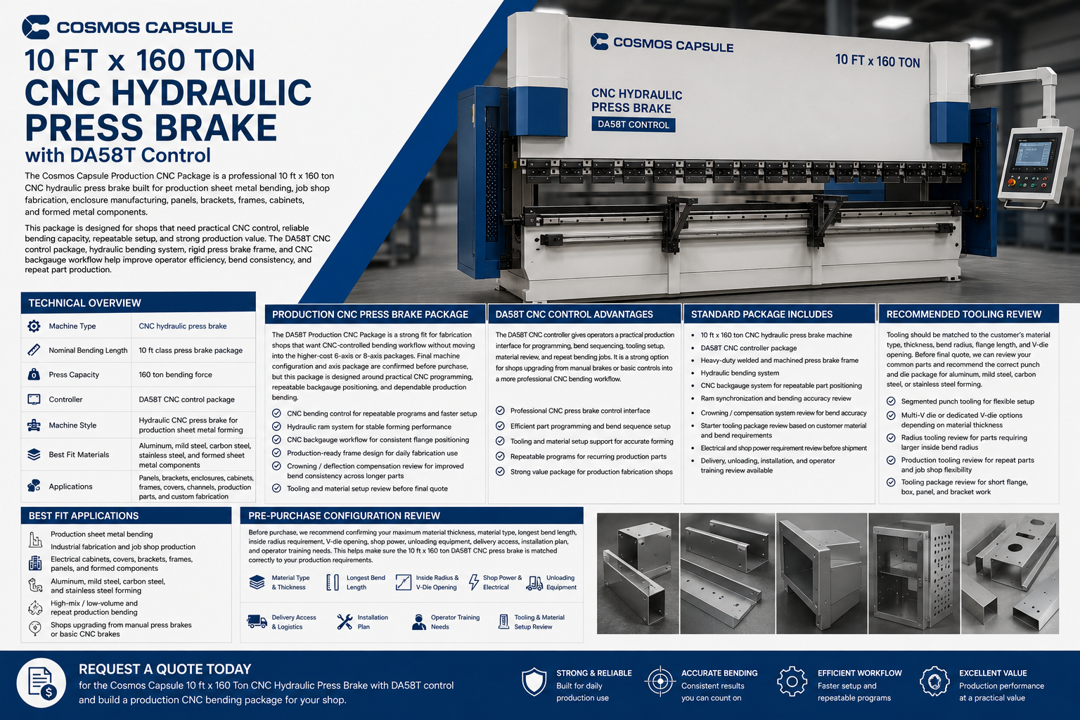 10 ft x 160 Ton CNC Hydraulic Press Brake with DA58T